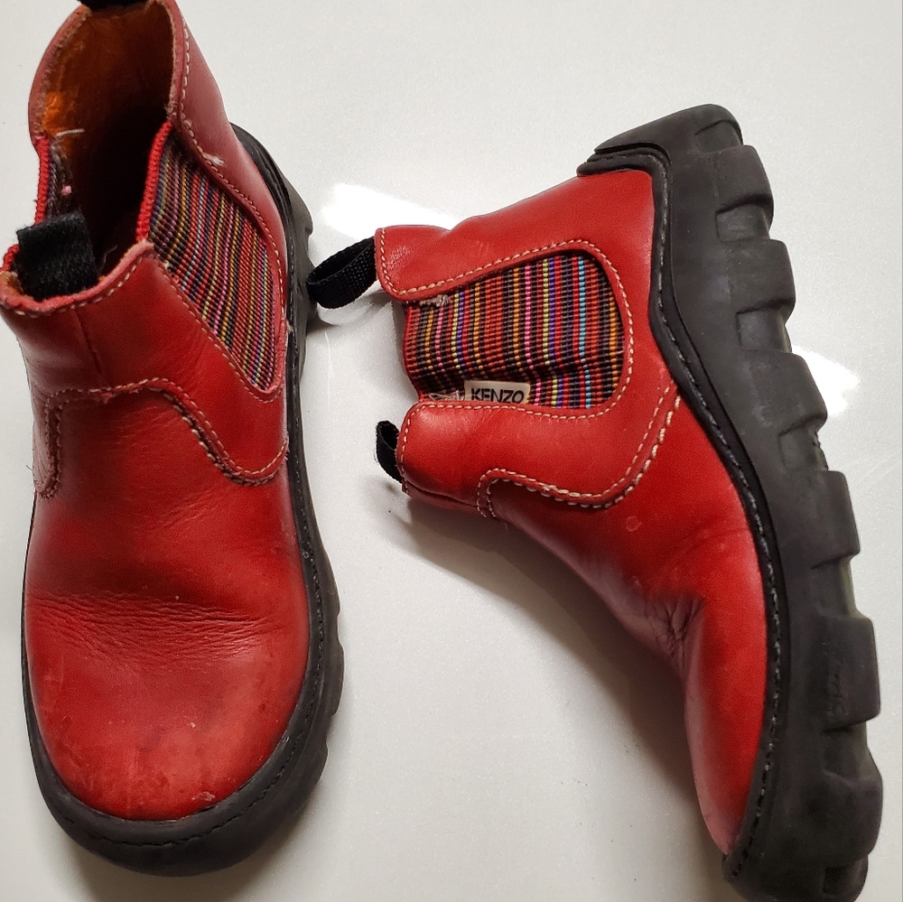 KENZO Junior Leather Canvas Boots